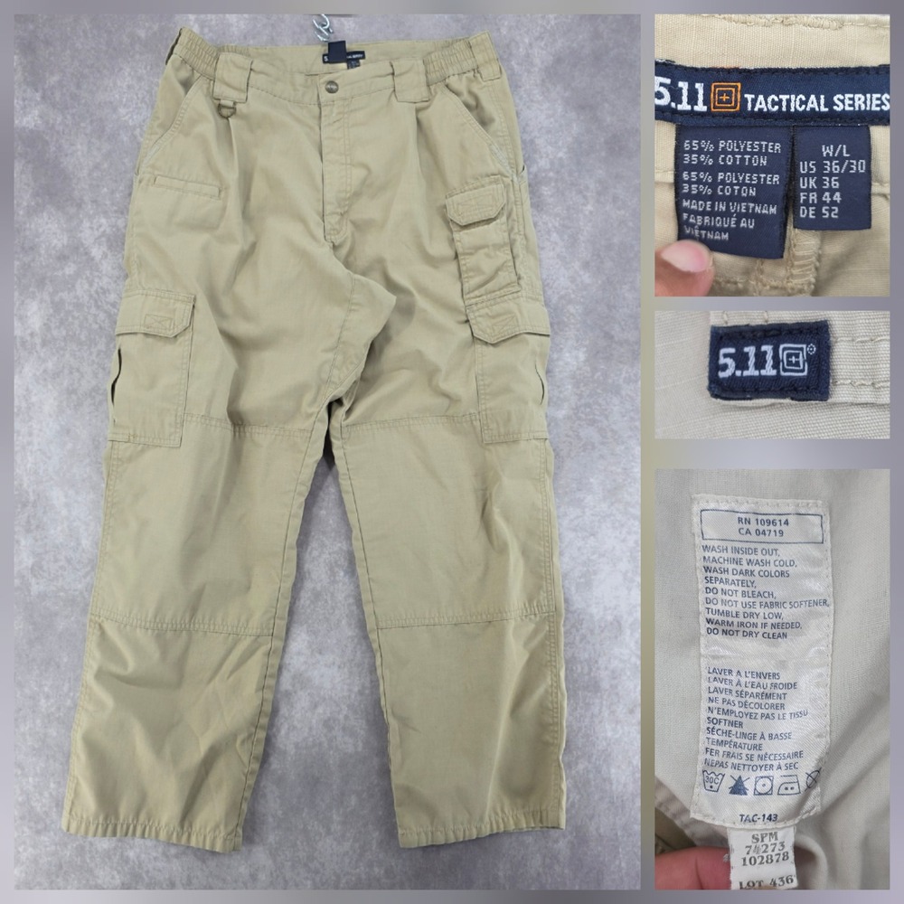 5.11 Tactical Series Ripstop Cargo Pants Mens 36x30 Khaki Tan Work Hiking